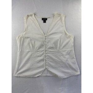 Avenue White Sleeveless Cotton Blouse Size 14/16